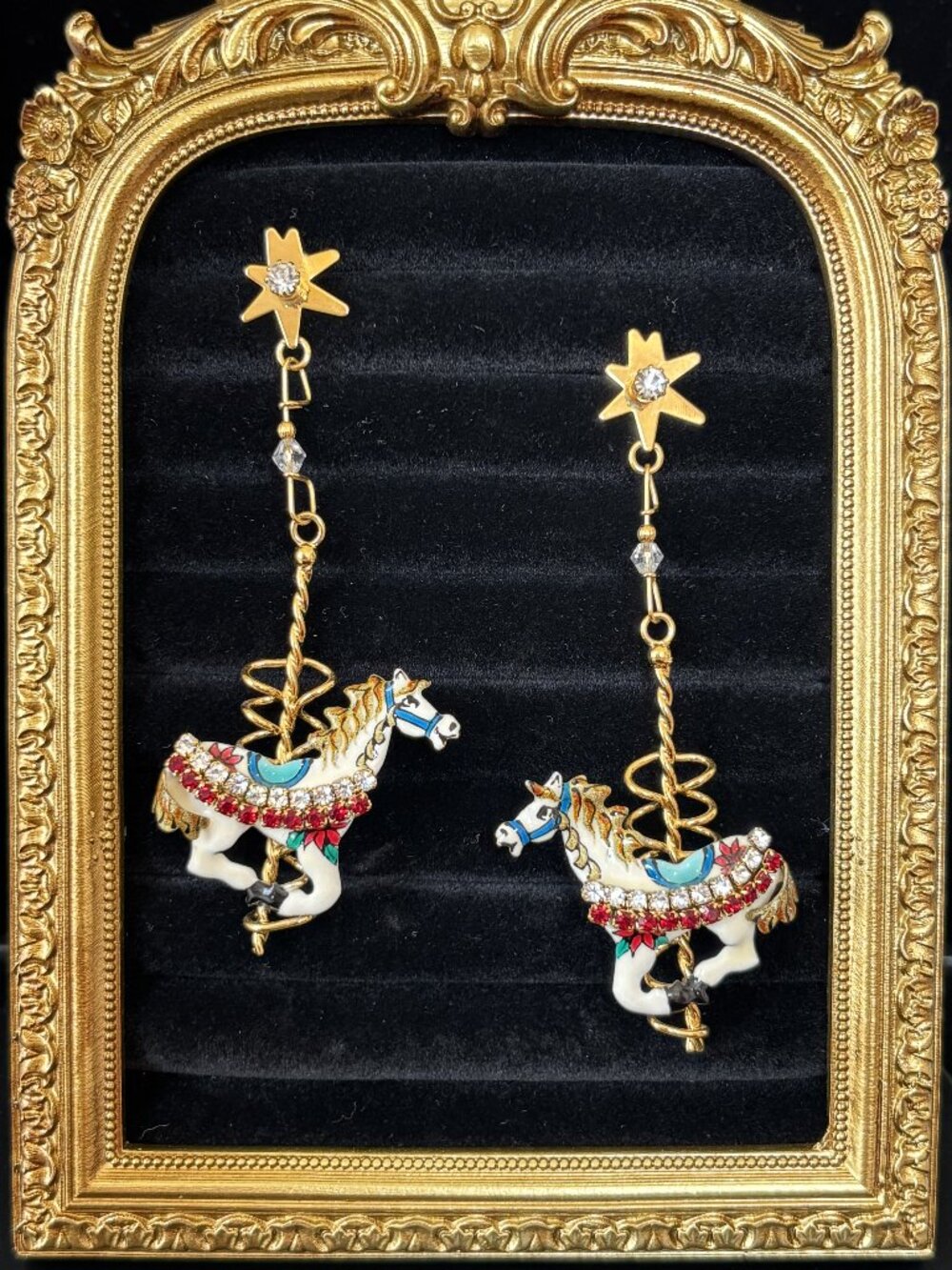 Rare 1993 Lunch at the Ritz Carousel Horse Statement Earrings